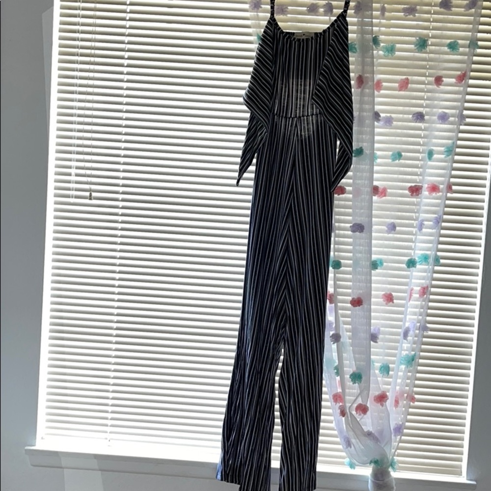 Black and white stripped jumpsuit.